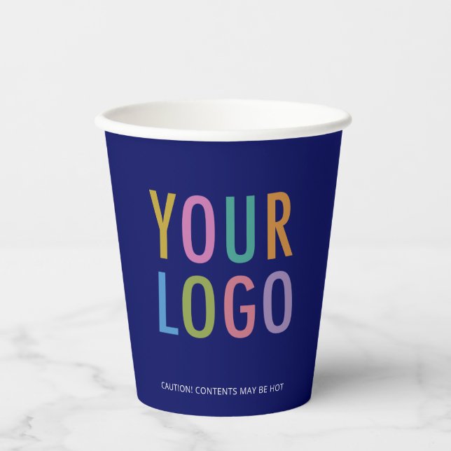 Gobelets En Papier Blue Coffee Paper Cups Business Logo Branded 8 oz (Recto)
