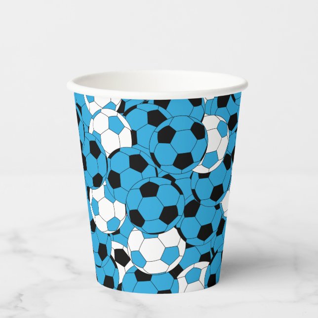 Gobelets En Papier Blue Colored Soccer Balls (Recto)