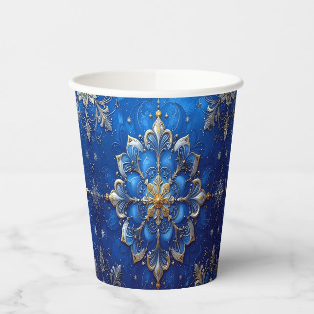Gobelets En Papier Blue Decorative Holiday Paper Cups (Gauche)