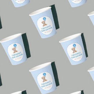 Gobelets En Papier Blue élégant nous pouvons attendre baby shower