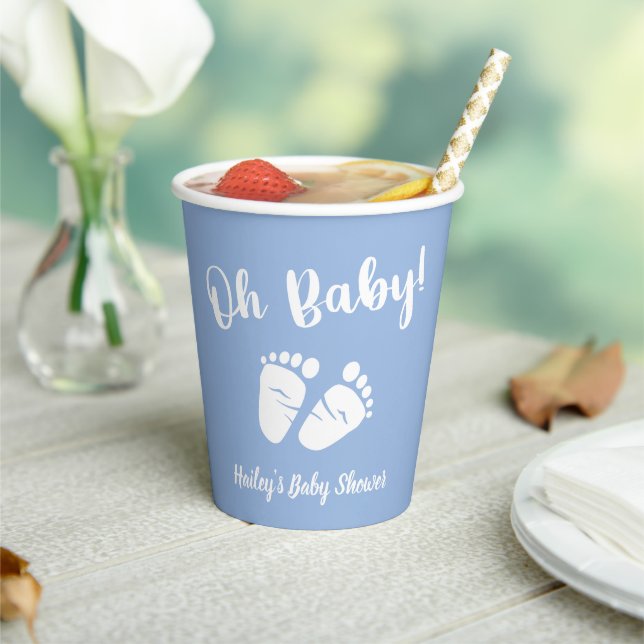Gobelets En Papier Blue Feet Baby Boy Douche (Insitu)