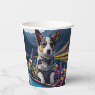 Gobelets En Papier Blue Heeler sur une pagaie : une aventure Pittores