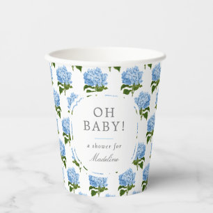 Gobelets En Papier Blue Hydrangea Motif Oh Baby Boy Douche