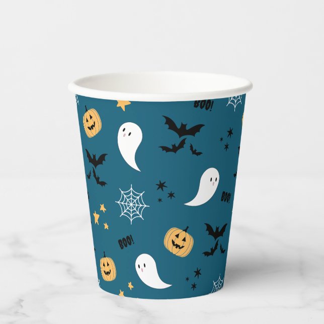 Gobelets En Papier Blue Little Boo Halloween Ghost (Recto)