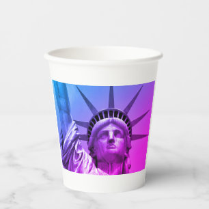Gobelets En Papier Blue Purple Pop Art Statue de la Liberté New York