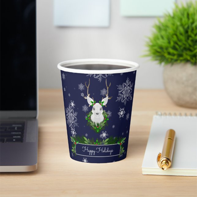 Gobelets En Papier Blue Reindeer Paper Cup (Insitu)
