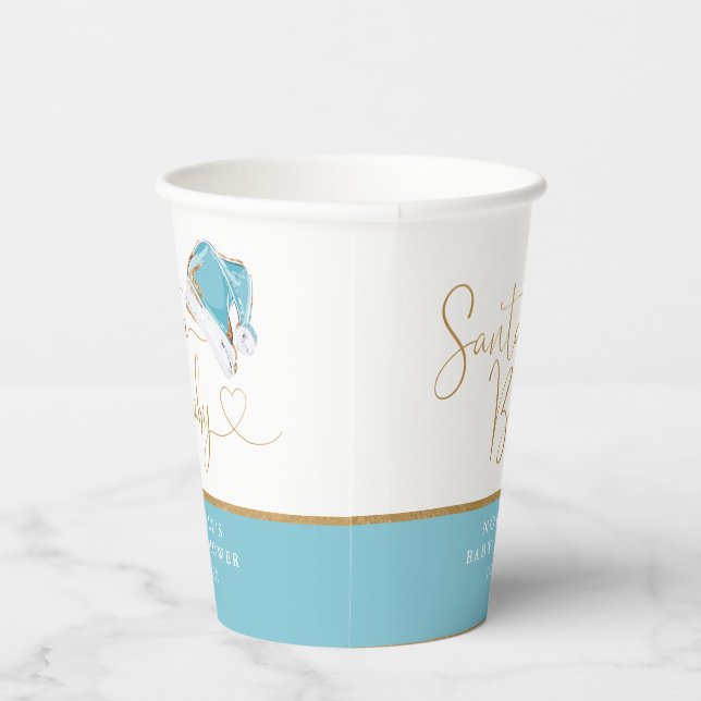 Gobelets En Papier Blue Santa Hat Noël Père Noël Baby shower bébé (Droite)