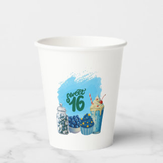 Gobelets En Papier Blue Sweet Sixteen Paper Cups
