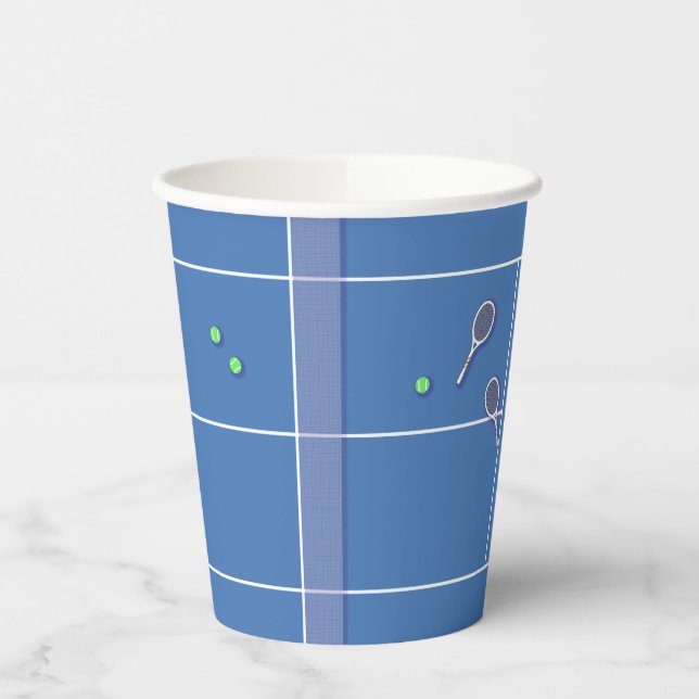 Gobelets En Papier Blue Tennis Court Joueur de tennis moderne (Gauche)