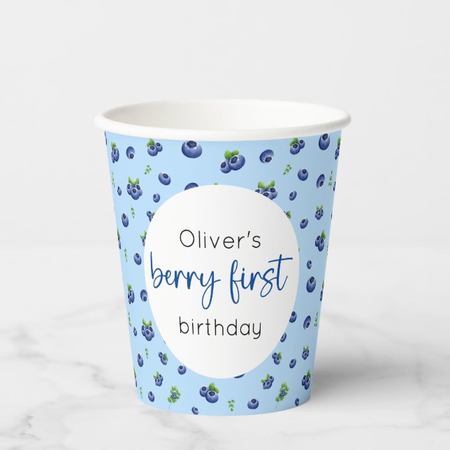 Gobelets En Papier Blueberry 1er anniversaire Berry First (Recto)
