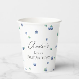 Gobelets En Papier Blueberry Anniversaire Fête Berry Sweet Aquarelle