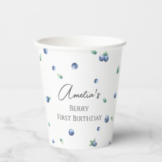 Gobelets En Papier Blueberry Anniversaire Fête Berry Sweet Aquarelle