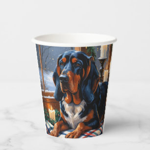 Gobelets En Papier Bluetick Coonhound avec lumières de Noël vacances