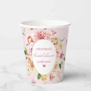 Gobelets En Papier Blush Été Floral Romantique Fête des mariées P