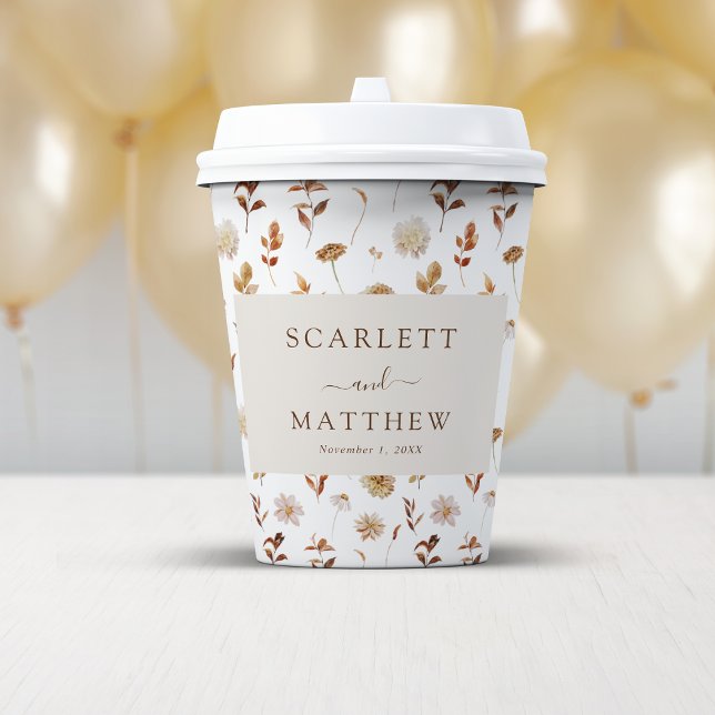 Gobelets En Papier Bohème Automne (Boho Fall Leaves Wedding Decor Paper Cups by Painted paperie
)
