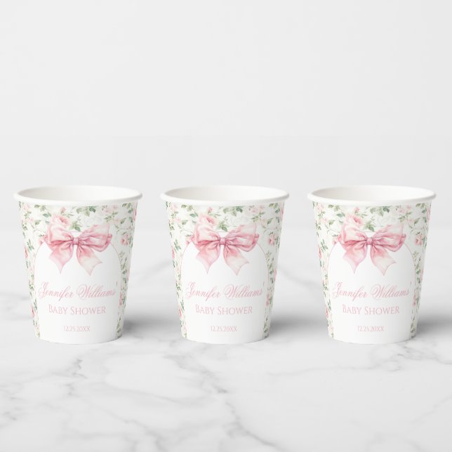 Gobelets En Papier Boho chic arc rose floral baby showers tasses en p (Multi)