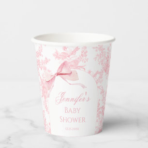 Gobelets En Papier Boho Chic Bow rose Floral Baby Girl Douche