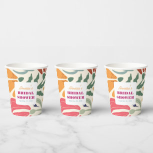 Gobelets En Papier Boho Chic Rétro Floral Coloré Enterrement de Vie d