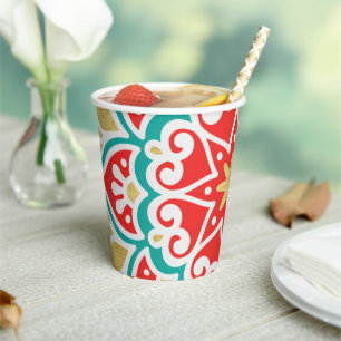 Gobelets En Papier Boho Fiesta géométrique