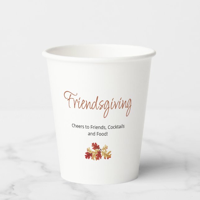 Gobelets En Papier Boho Foliing Friendsgiving moderne Thanksgiving (Recto)