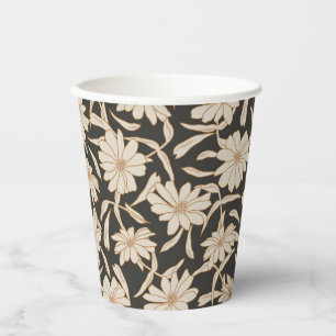 Gobelets En Papier Boho Mariage botanique moderne noir ivoire
