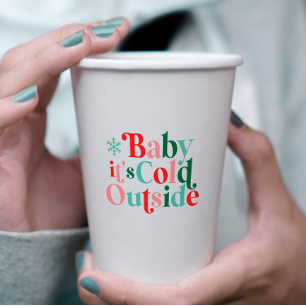 Gobelets En Papier Boho Police Moderne Bébé Il Fait Froid Dehors Noël