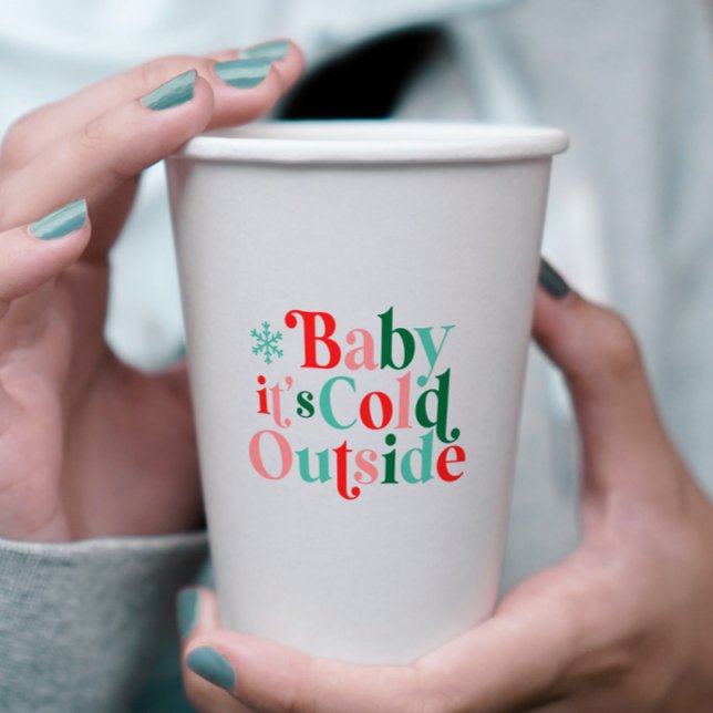 Gobelets En Papier Boho Police Moderne Bébé Il Fait Froid Dehors Noël (Créateur téléchargé)