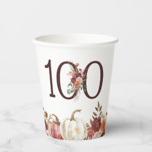 Gobelets En Papier Boho Pumpkin Automne Fleurir 100e Anniversaire