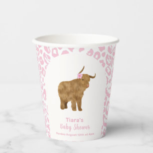 Gobelets En Papier Boho rose mignon Sainte vache Floral Girl Baby sho