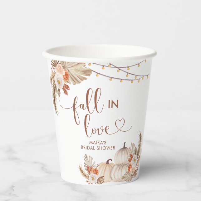 Gobelets En Papier Boho Rustic Citrouille Fall in Love Paper Cup (Recto)