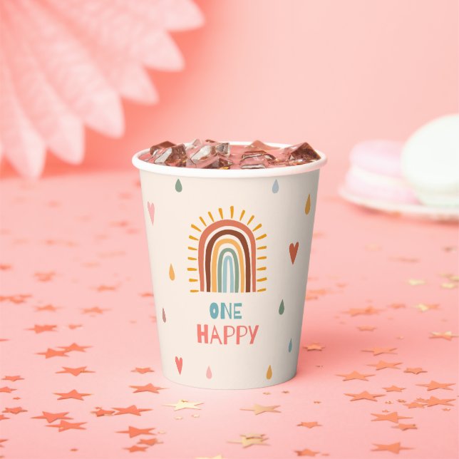 Gobelets En Papier Boho Un premier anniversaire arc-en-ciel (Insitu)