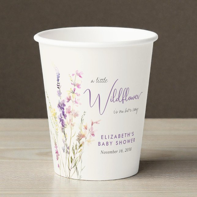 Gobelets En Papier Boho Wildflower Watercolor Baby Shower (Boho Wildflower Watercolor Baby Shower Paper Cups)