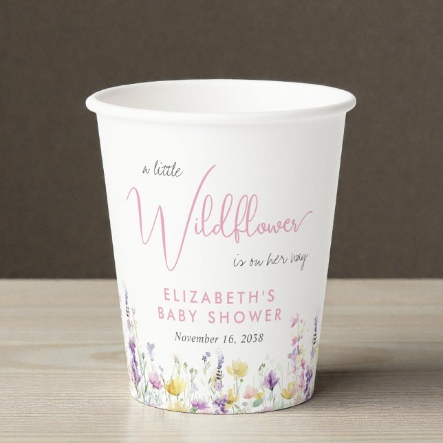 Gobelets En Papier Boho Wildflower Watercolor Baby Shower (Boho Wildflower Watercolor Baby Shower Paper Cups)
