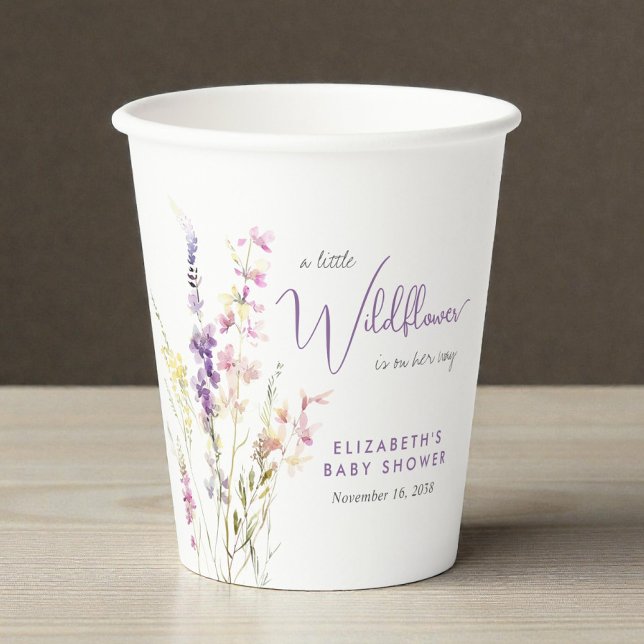 Gobelets En Papier Boho Wildflower Watercolor Baby Shower (Boho Wildflower Watercolor Baby Shower Paper Cups)
