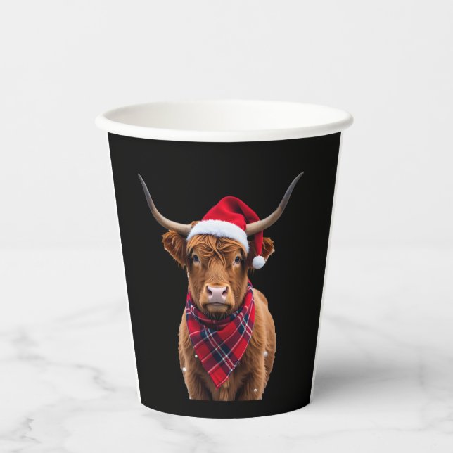 Gobelets En Papier Boho Xmas Christmas Highland Cow T-Shirt (Recto)
