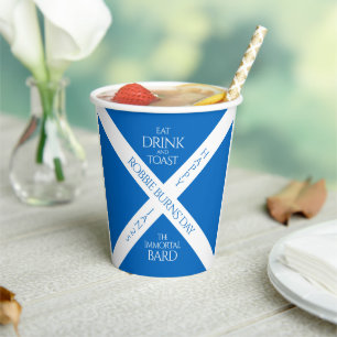 Gobelets En Papier Boire à manger et toast Robbie Burns Scottish Flag