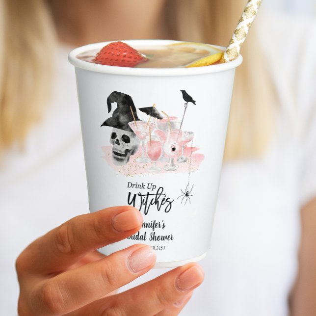 Gobelets En Papier Boire Jusqu'à La Fin Sorcières Cocktail Rose Fête  (Créateur téléchargé)