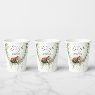Gobelets En Papier Bois Animaux Forêt Végétation Bébé Garçon Douche