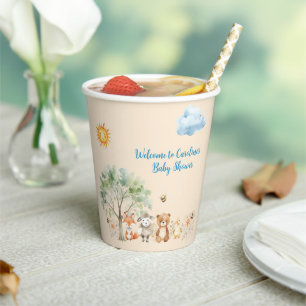Gobelets En Papier Bois Animaux sauvages Baby shower tasse de papier