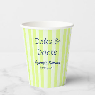 Gobelets En Papier boissons & verres rayé vert anniversaire nom date