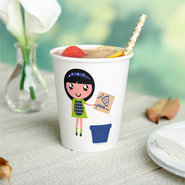 Gobelets En Papier Boîte à pizza Recycling Girl Amusante Éco-Friendly (Créateur téléchargé)