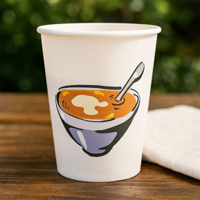 Gobelets En Papier Bol de soupe de tomates avec cuillère (Créateur téléchargé)