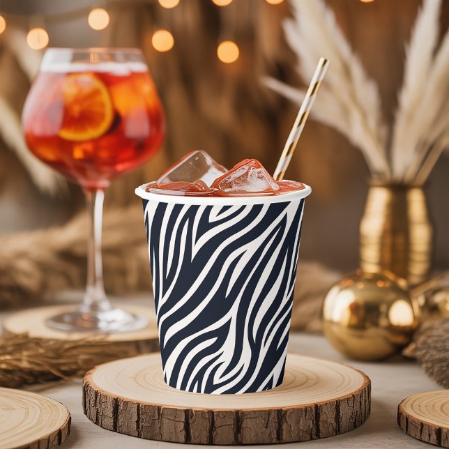 Gobelets En Papier Bold Zebra Skin Motif noir & blanc ID1151 (Créateur téléchargé)
