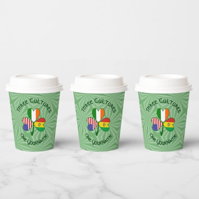 Gobelets En Papier Bolivian Irish American Shamrock Personalized Text (Multi)