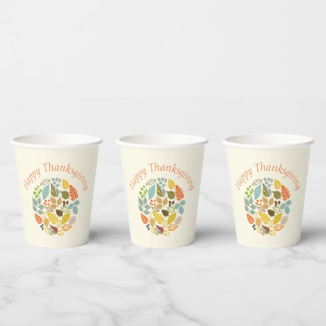 Gobelets En Papier Bon thanksgiving de vacances d'automne Feuilles co (Multi)