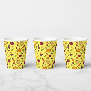 Gobelets En Papier Bon thanksgiving légumes motif jaune