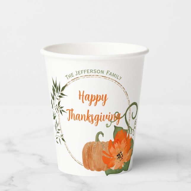 Gobelets En Papier Bon thanksgiving Parties scintillant tasse en papi (Recto)