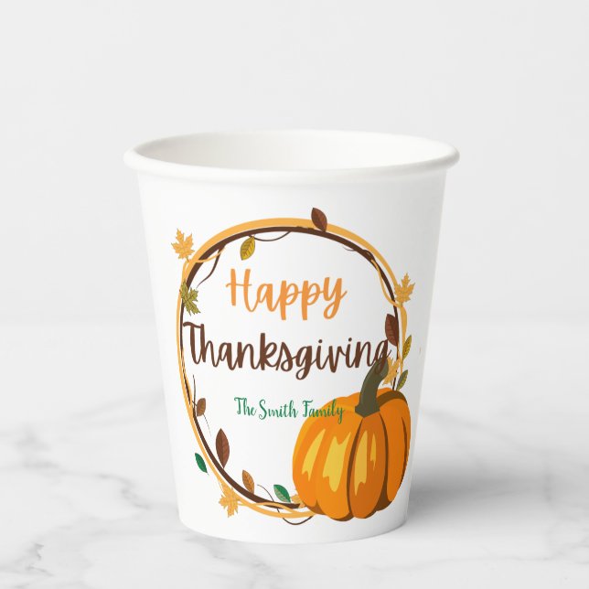 Gobelets En Papier Bon thanksgiving Wreath tasse papier (Recto)