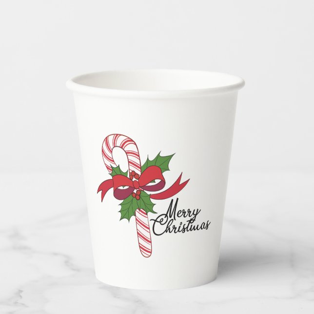 Gobelets En Papier Bonbons de Noël Canne à sucre (Recto)