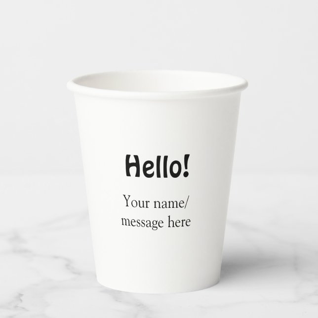 Gobelets En Papier Bonjour ajouter un message de nom simple minimum é (Recto)